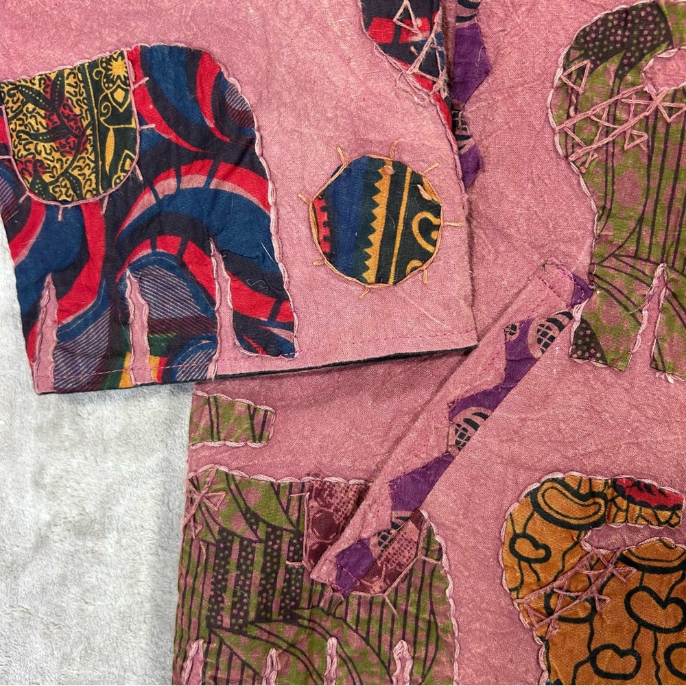 Boho Elephant Patchwork Jacket Coat Pink Tribal E… - image 5